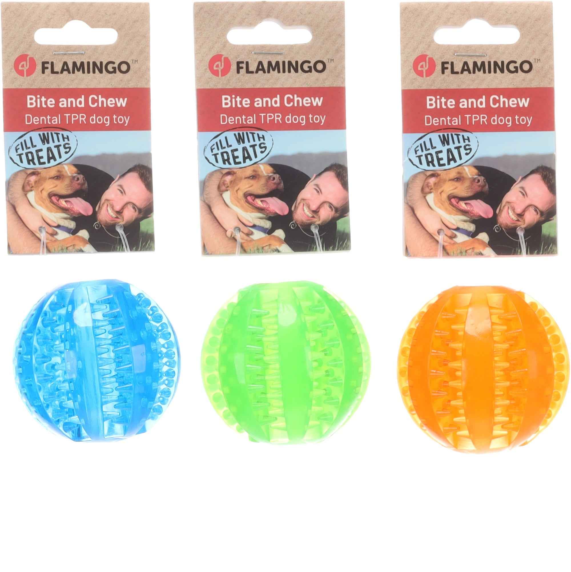 Flamingo - HS Trappa TPR Bal Assortiment Diameter 6,8CM – Duurzaam en Veilig Hondenspeelgoed