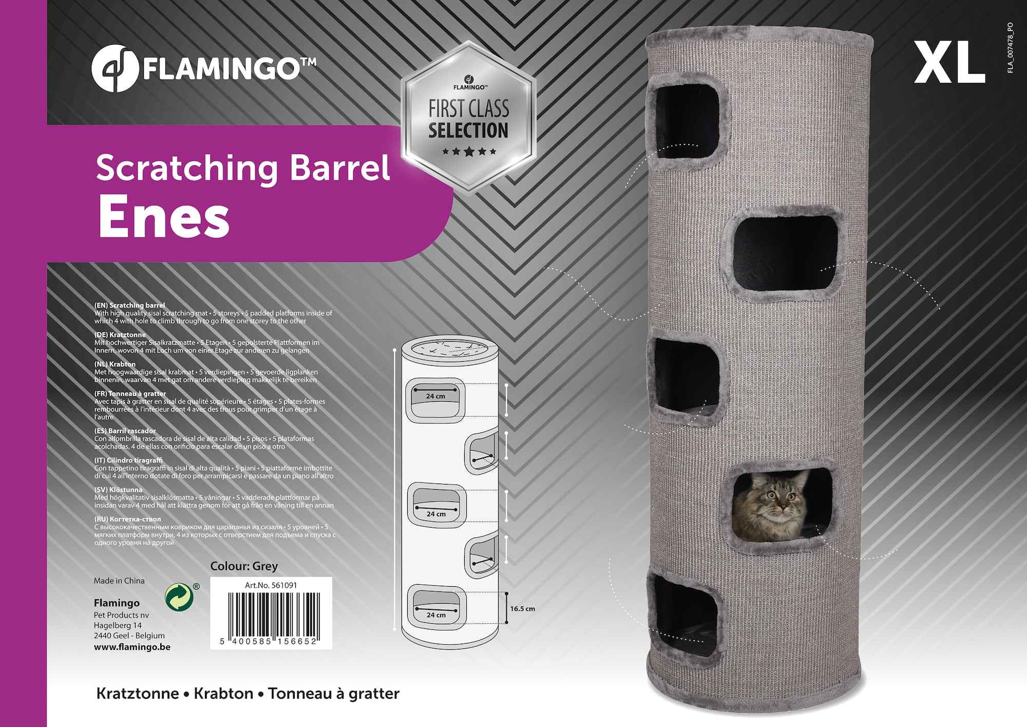 Flamingo Krabton Enes Grijs – Krabmeubel voor Katten 561091