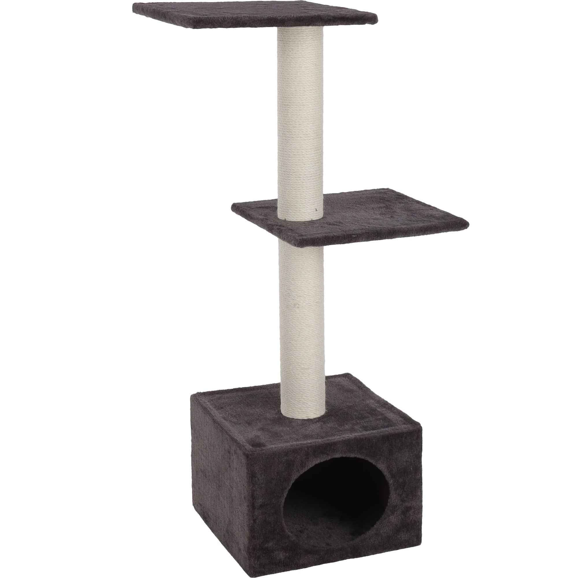 Flamingo Krabpaal Charmaine Grijs – Zachte Pluche Kattenkrabpaal 34,5x48x99 cm met Jute Krabtouw & Ligplateaus – Duurzaam Speelmeubel voor Katten 561945