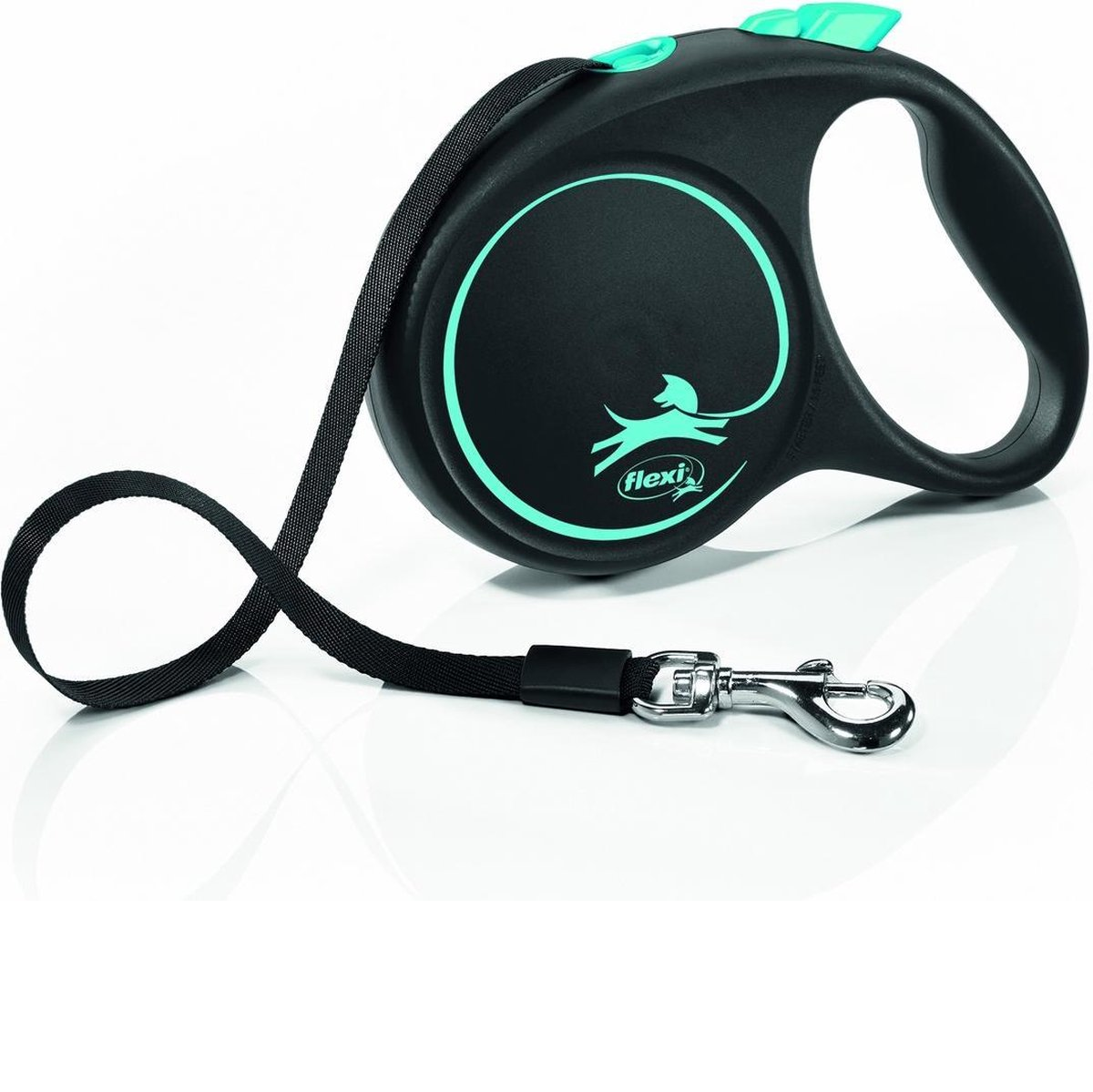Flexi Rollijn Black Design Tape – Stijlvolle Rollijn met 5 Meter Tape voor Honden tot 25 kg – Verstelbare Looptijd en Sterk Remsysteem