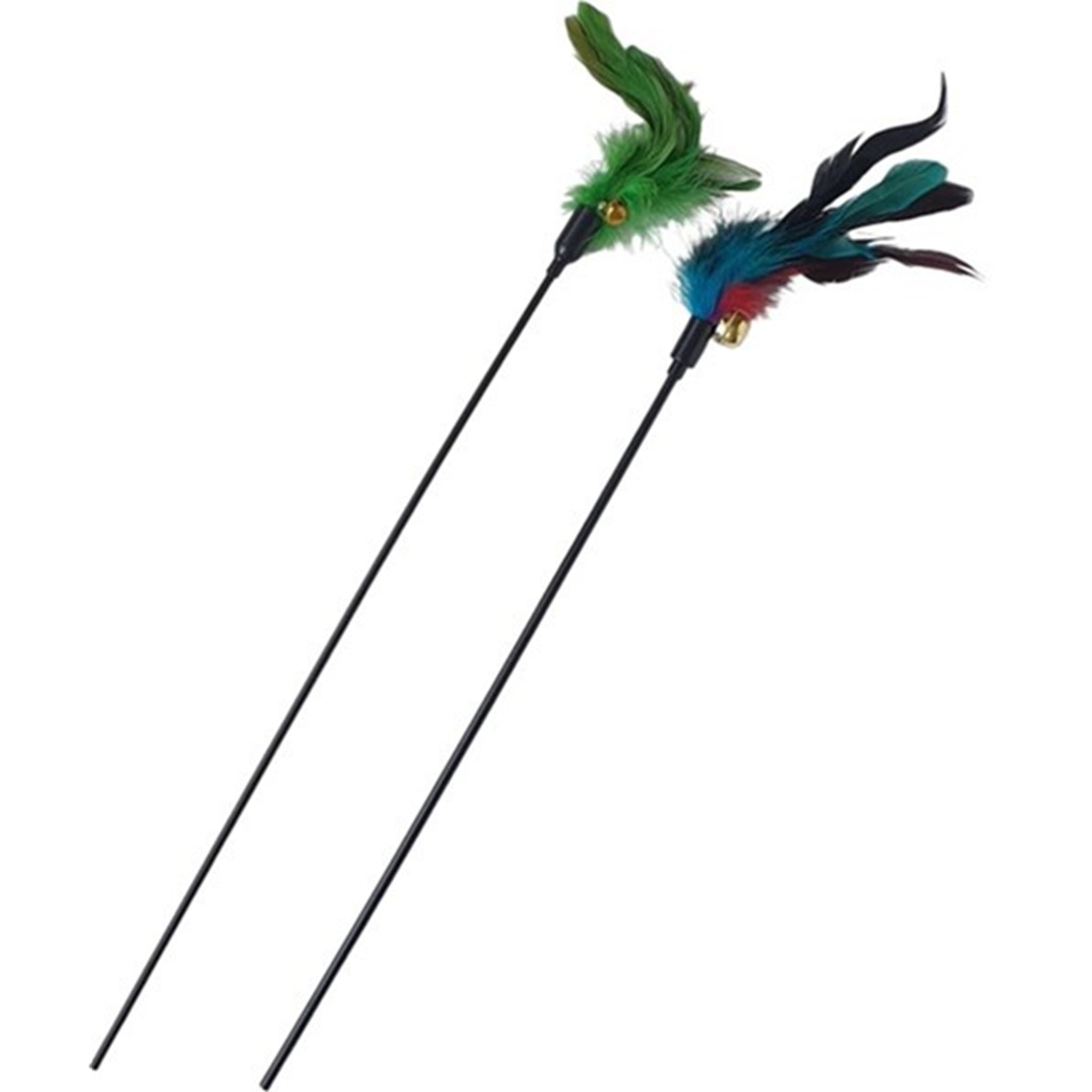 Kattenhengel met veren en bel voor urenlang speelplezier - 2x set - Lomiza