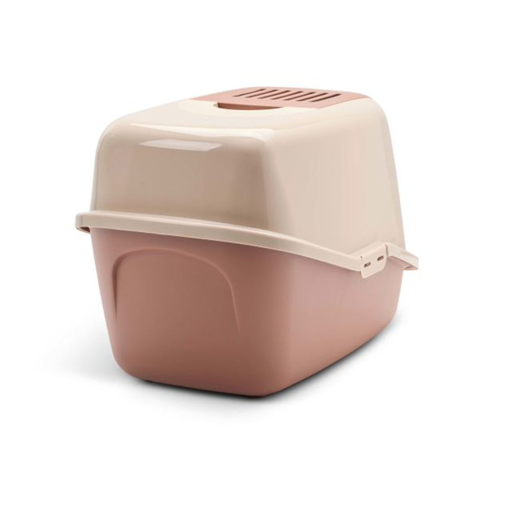Savic Kattenbak Nestor Champagne Roze/Terracotta – Gesloten Kattenbak 56x39x38,5 cm met Klapdeksel, Actief Koolfilter & Eenvoudig Schoonmaken