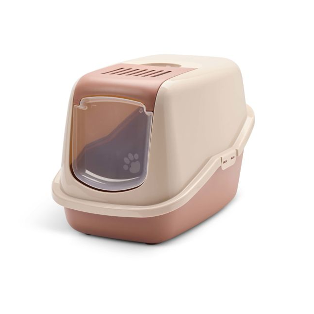 Savic Kattenbak Nestor Champagne Roze/Terracotta – Gesloten Kattenbak 56x39x38,5 cm met Klapdeksel, Actief Koolfilter & Eenvoudig Schoonmaken