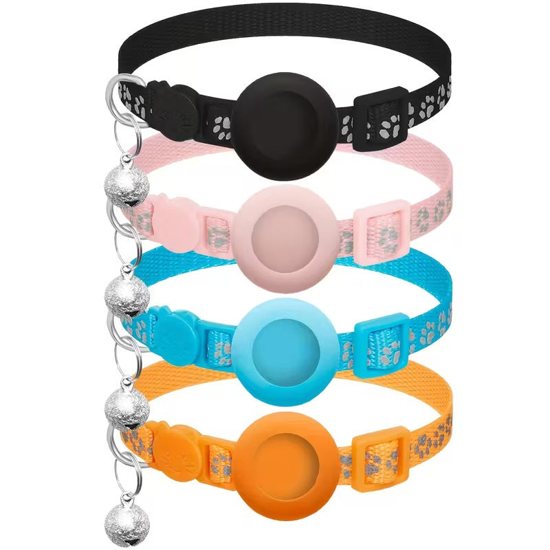 Kattenhalsband met Veiligheidssluiting & AirTag Houder – Reflecterend & Verstelbaar