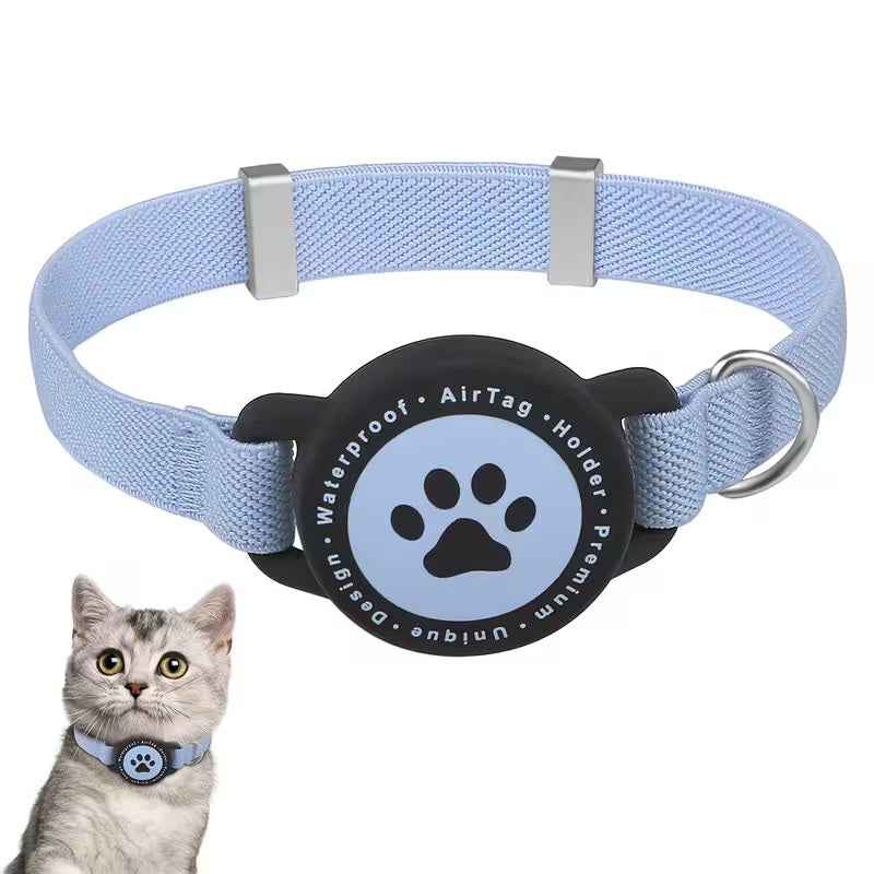 Elastische Kattenhalsband met AirTag Houder – Verstelbaar & Veilig voor Katten