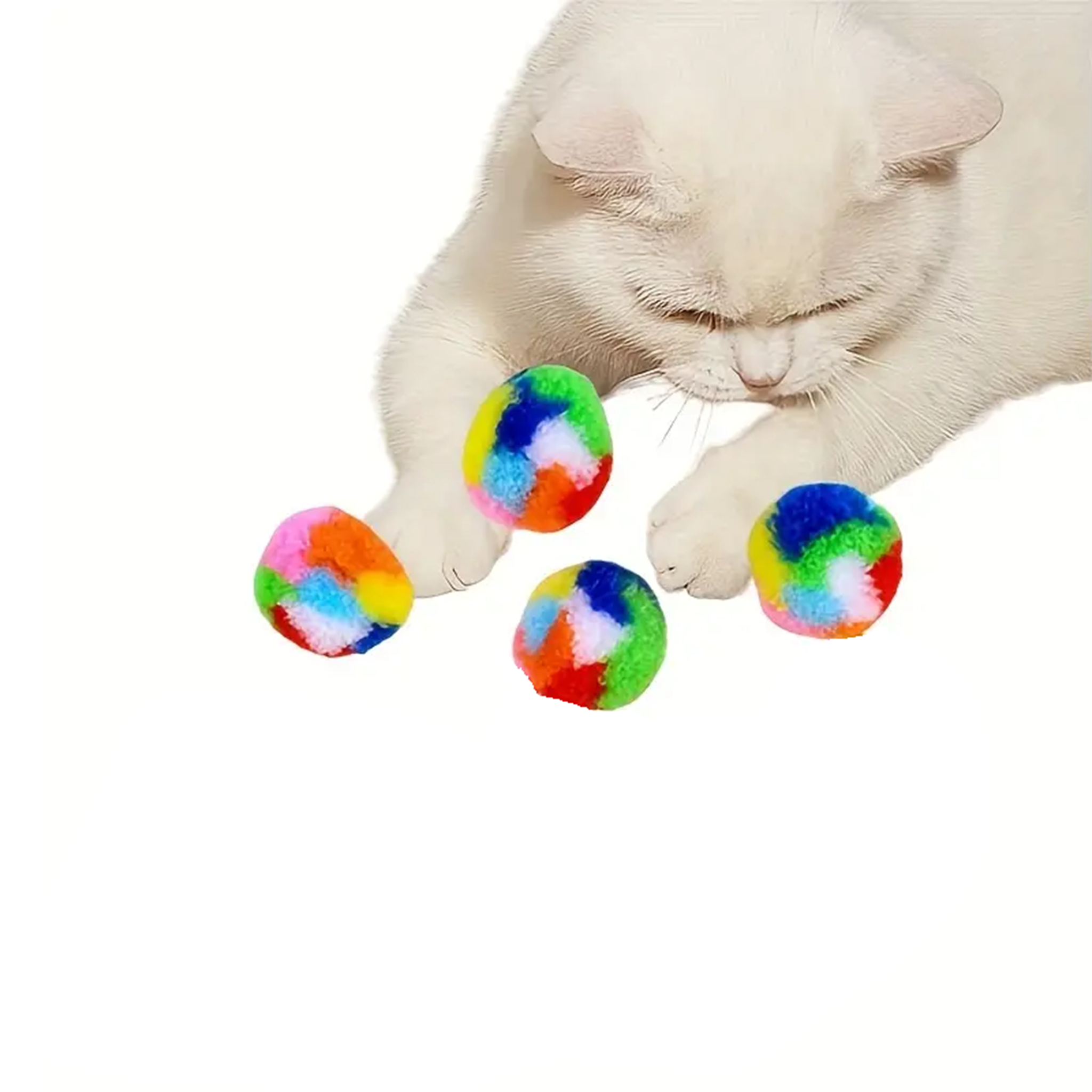 Kattenspeelgoed Pompom - Kleurrijk Regenboog Spelplezier voor Jouw Kat - Lomiza