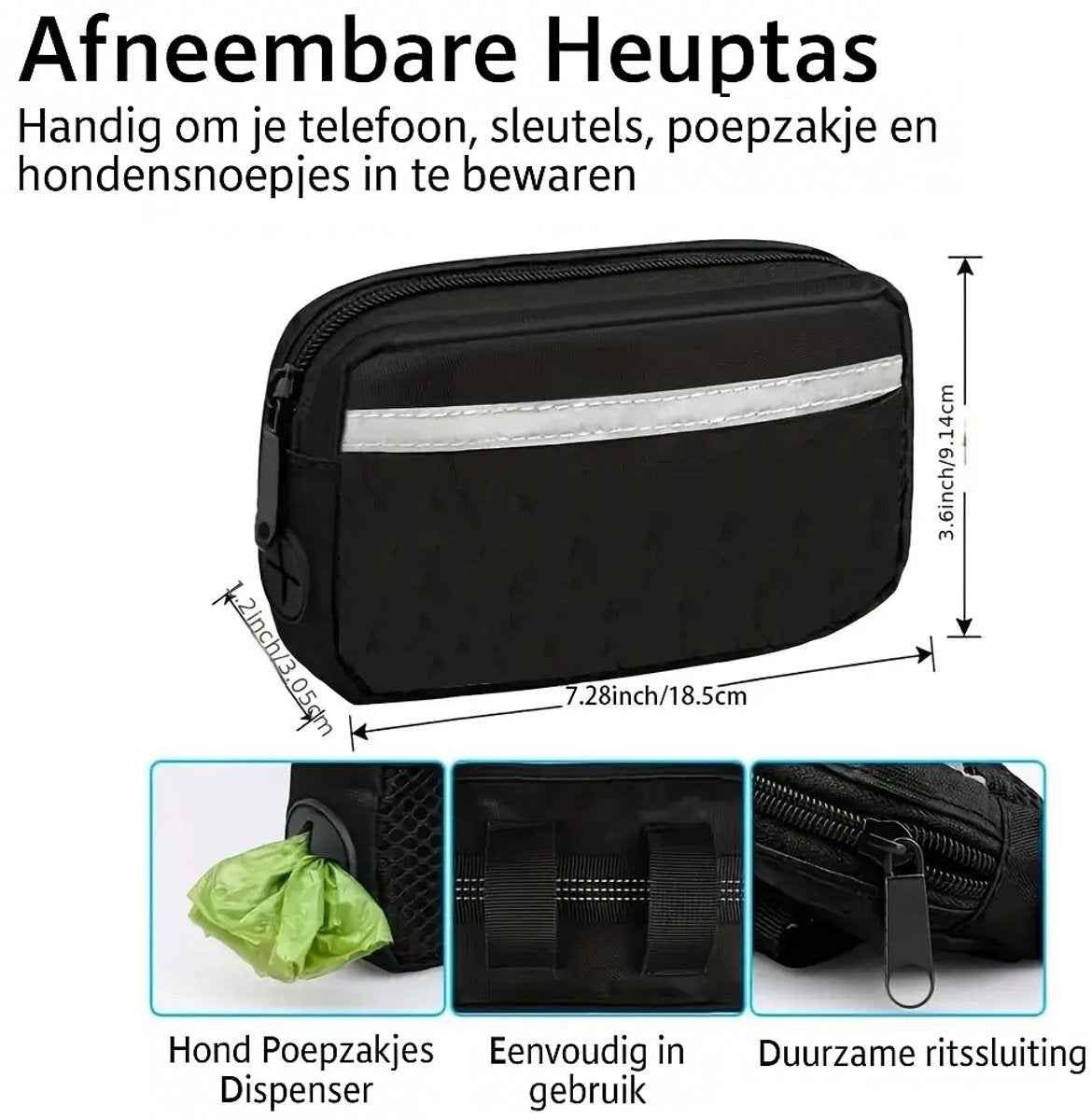 Verstelbare hondenriem voor 2 honden - Zwart/Teal met handige dubbele bevestiging