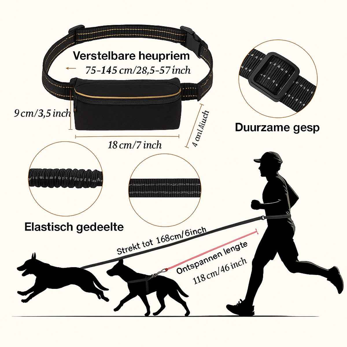 Verstelbare hondenriem voor 2 honden - Zwart/Teal met handige dubbele bevestiging