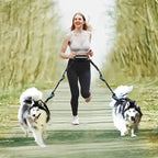 Verstelbare hondenriem voor 2 honden - Zwart/Teal met handige dubbele bevestiging