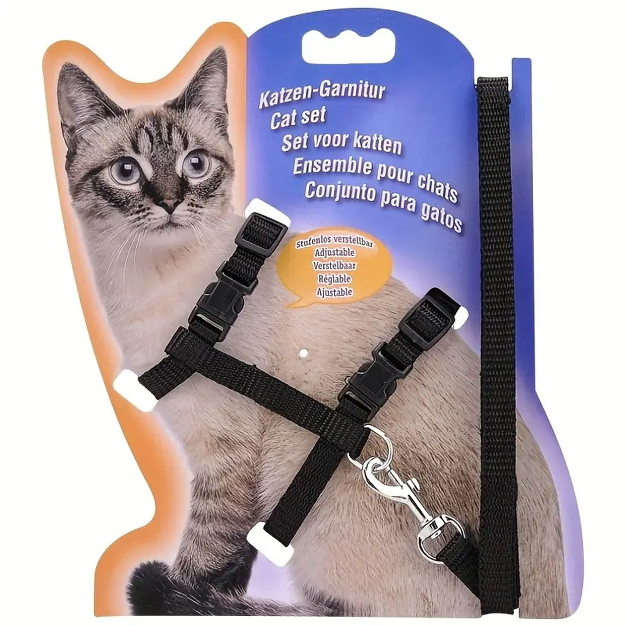 Comfortabel verstelbaar kattentuigje met lijn voor katten tot 3,5 kg