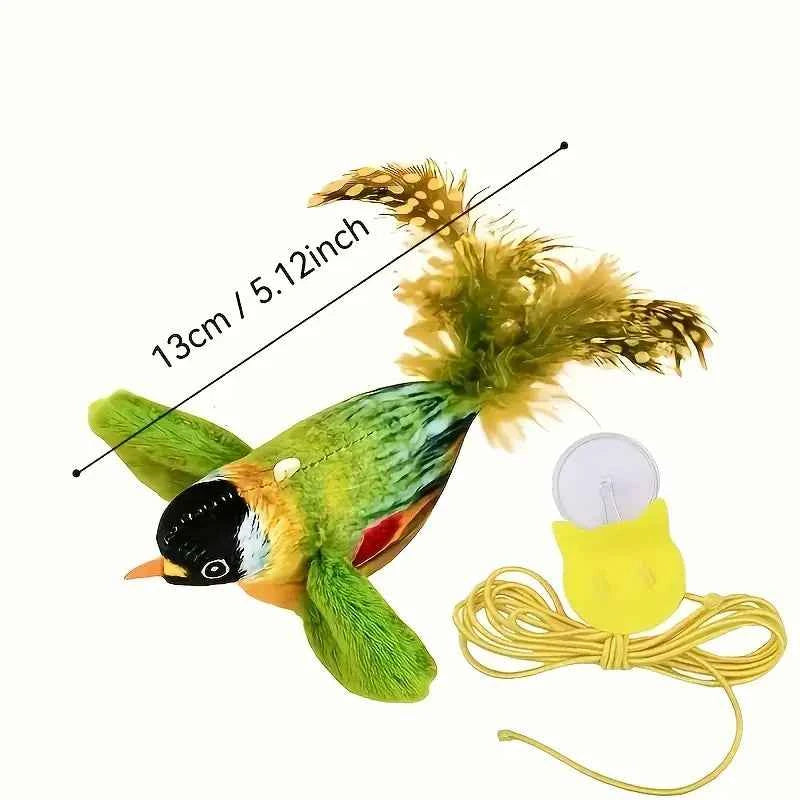Interactieve kattenspeelgoed met piepende vogel – 3 kleuren beschikbaar
