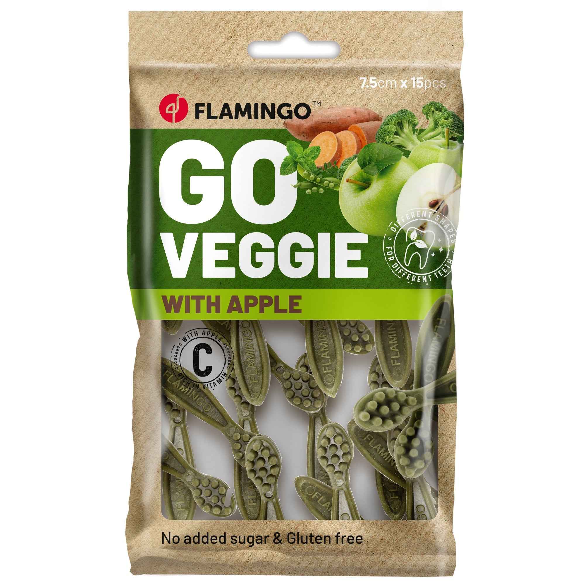 Flamingo - Veggie Tandenborstel Met Appel - 7.5cm - 120 gram