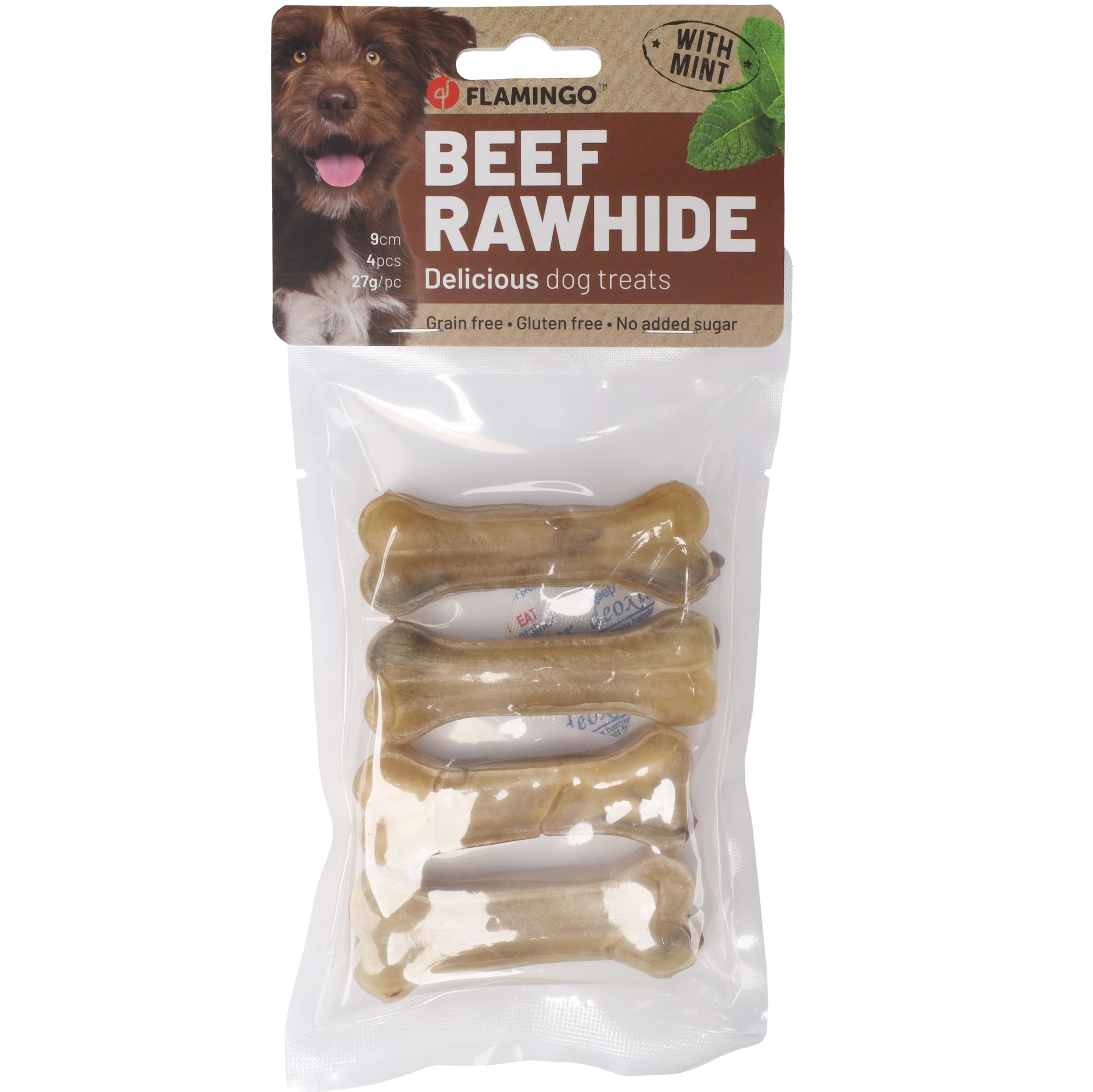 Flamingo - R'hide Hondenbeen Met Munt - 9 cm - 4 stuks