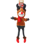 Flamingo Kerst Speelgoed Jeffra Rendier Bruin – Zacht Pluche Hondenspeelgoed Met Squeaker & Knispergeluid – 25x11x50 cm – Ideaal Kerstcadeau Voor Honden