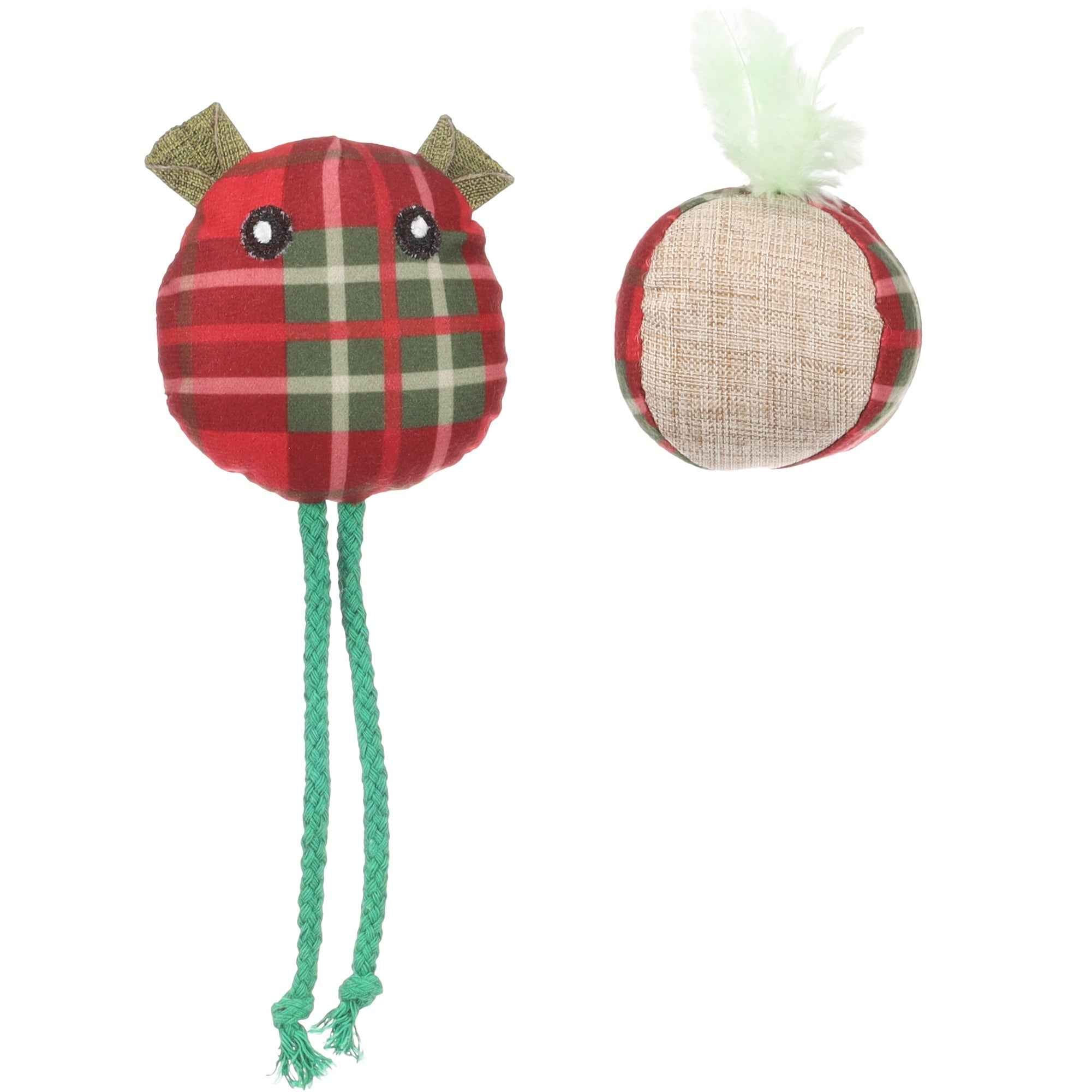 Flamingo Kerst Speelgoed Jayla Muis & Bal Meerkleurig – Kleurrijke Katten Speelset – Zacht Textiel Speelgoed Met Catnip – Stimuleert Jachtinstinct en Actief Spelen – Perfect Kerstcadeau Voor Katten