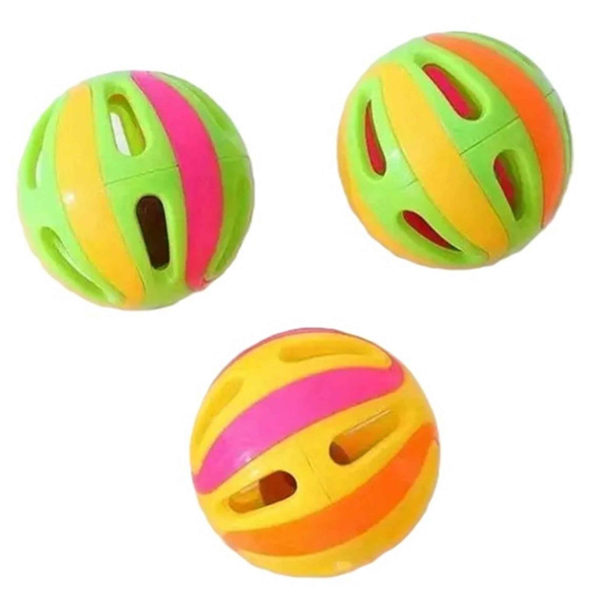 Interactieve kattenspeelballen met bel - Multicolor - Set van 3 stuks