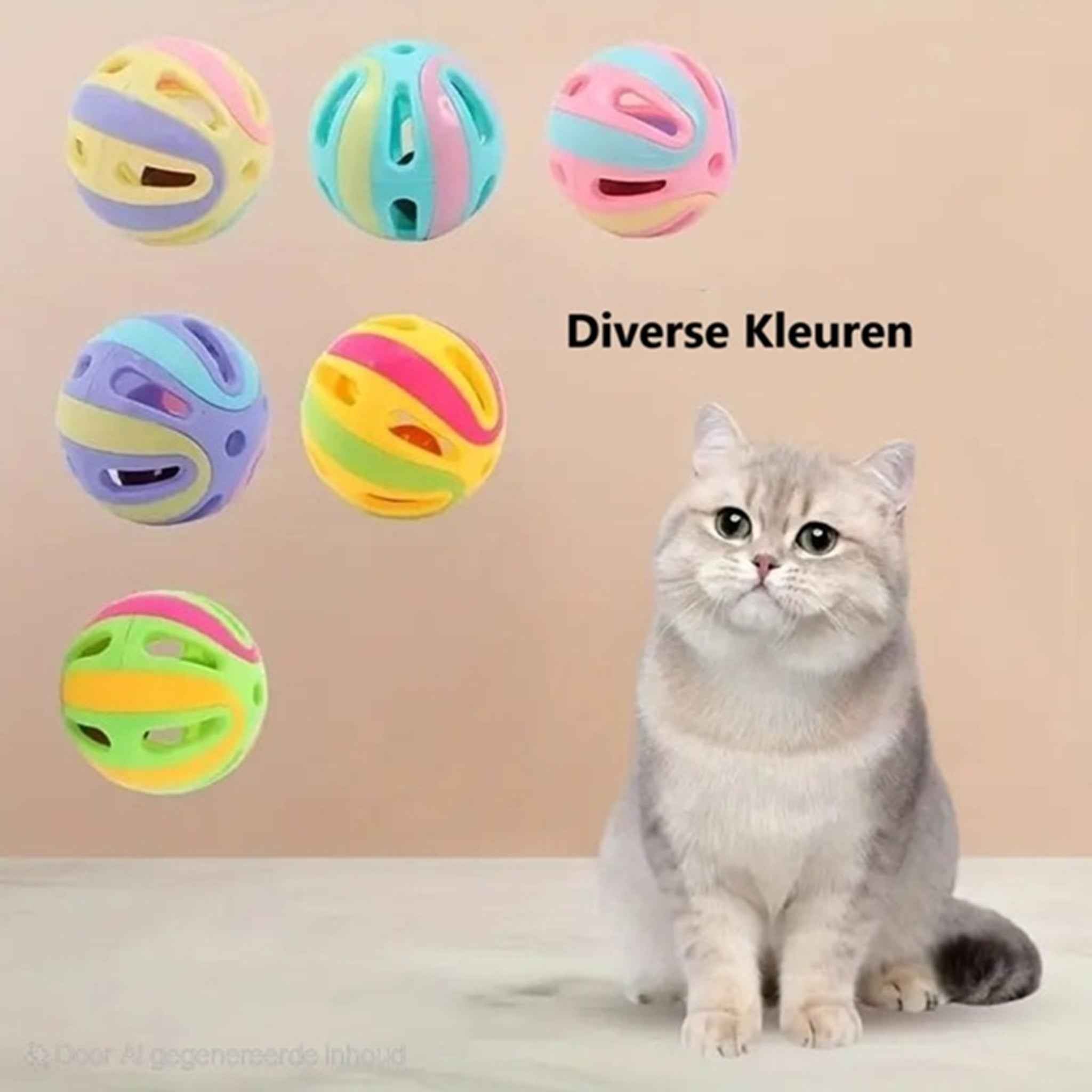 Interactieve kattenspeelballen met bel - Multicolor - Set van 3 stuks