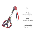 Harnas en Riem voor Hond - Nylon - 2-delige set - Verstelbaar voor Honden en Katten -Rood/Blauw