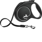 Flexi Rollijn Black Design Tape – Stijlvolle Rollijn met 5 Meter Tape voor Honden tot 25 kg – Verstelbare Looptijd en Sterk Remsysteem
