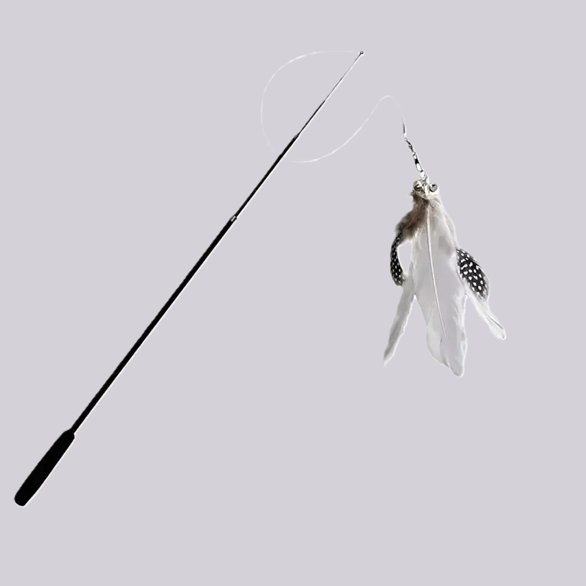 Telescopische Kattenhengel met Veer & Bel – Interactief Katten Speelgoed in Zacht Grijs Design - Lomiza