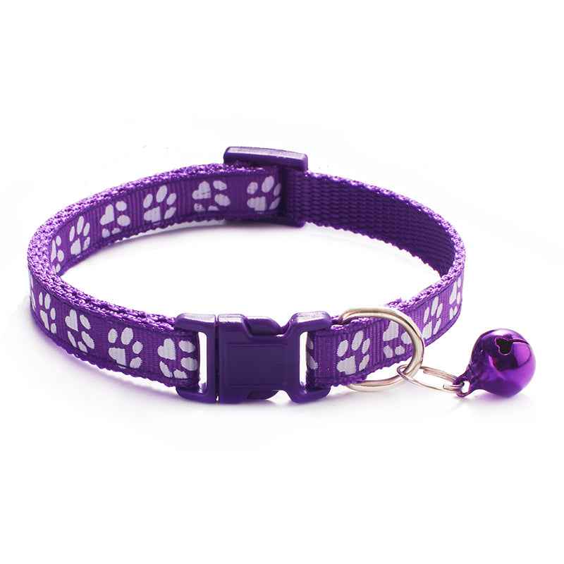 Verstelbare Halsband met Veiligheidsgesp – Duurzame Nylon Honden met Snelsluiting & Pootjespatroon voor Kleine en Middelgrote Honden | Cartoon Polyestervezel