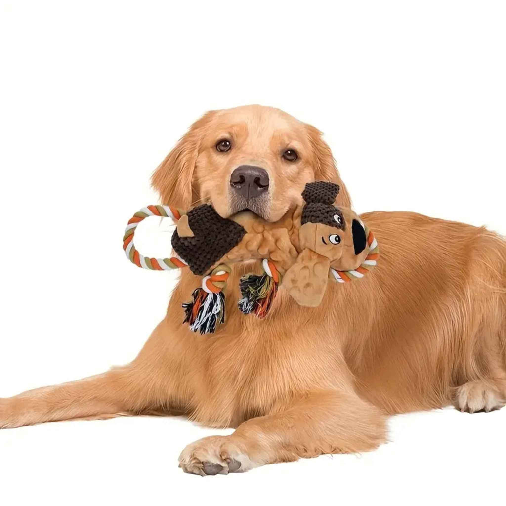Interactief Hondenspeelgoed - Duurzaam Bruine Hond met Touw