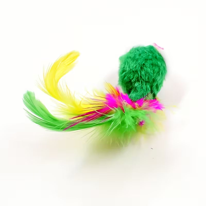Kattenspeeltje Pluche Muis - Pluche Muis Speelgoed met Regenboogstaart voor Katten - Lomiza