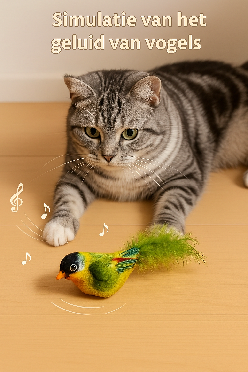 Interactieve kattenspeelgoed met piepende vogel – 3 kleuren beschikbaar - Lomiza