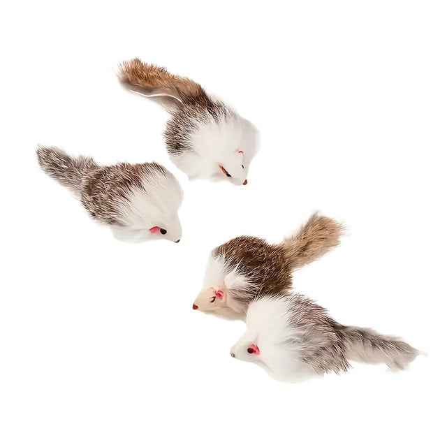 Langharige pluche muis - grijs/wit voor eindeloos speelplezier