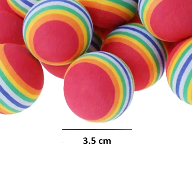 Regenboog kattenballetjes 3,5 cm - Set van 2 voor spelplezier en actieve stimulatie