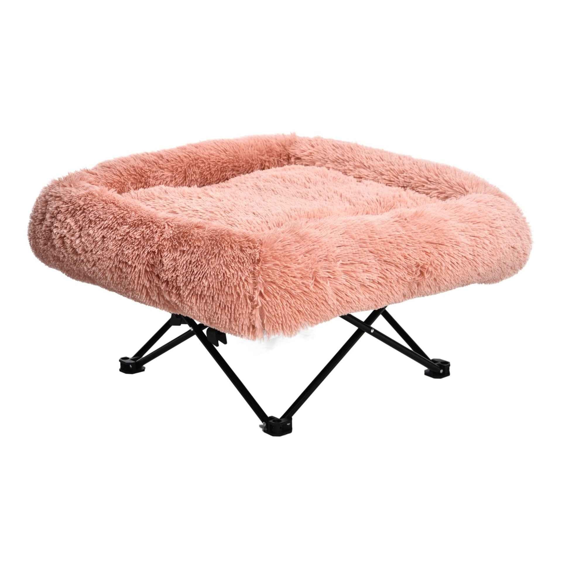 Topmast Hondenbed Fluffy – Wit – 72x72x35 cm – Verhoogde hondenstrecher - Roze - 22-109373-08